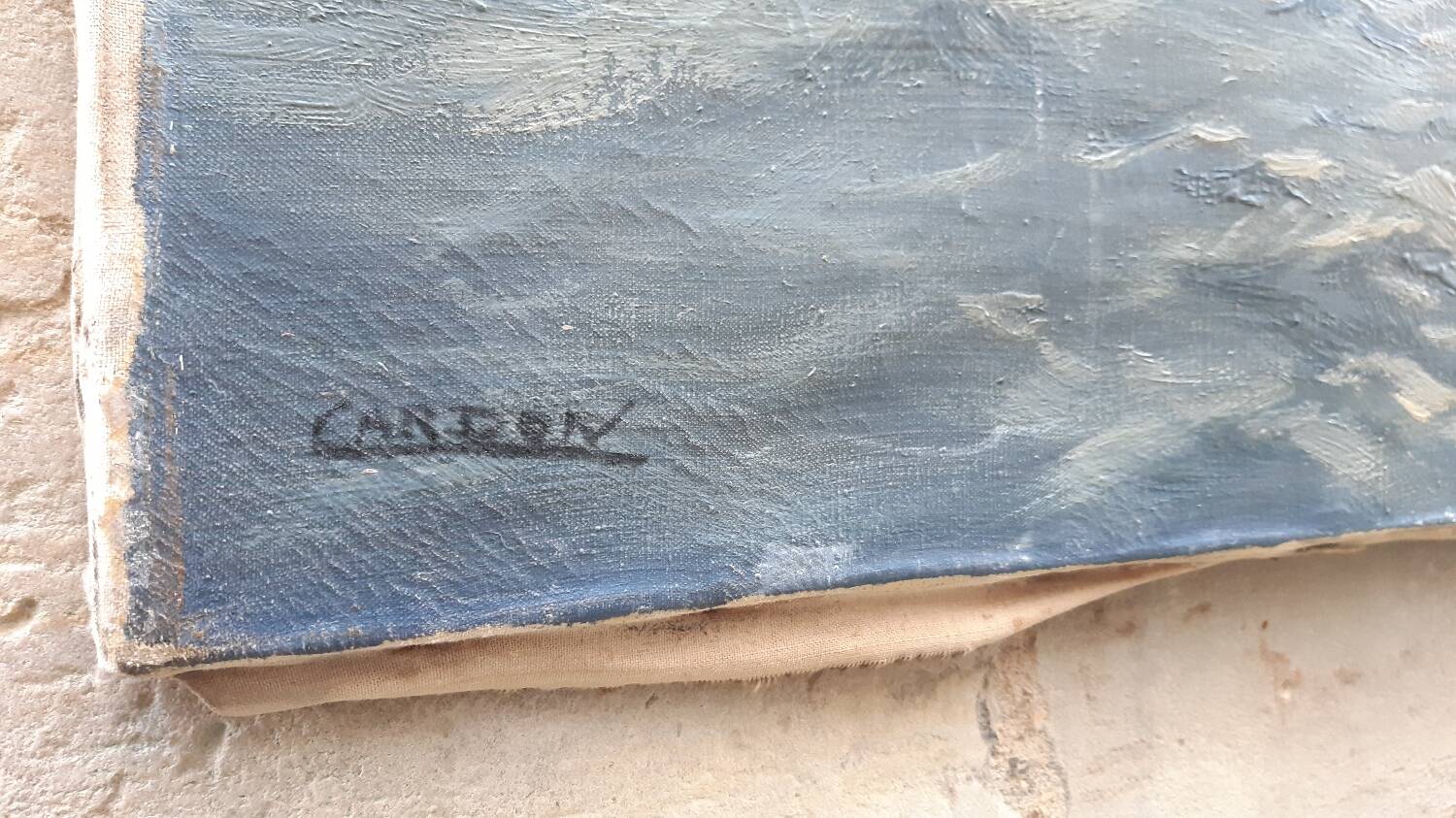 Oil on marine canvas, early 20th century