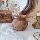 Wooden and brass vase