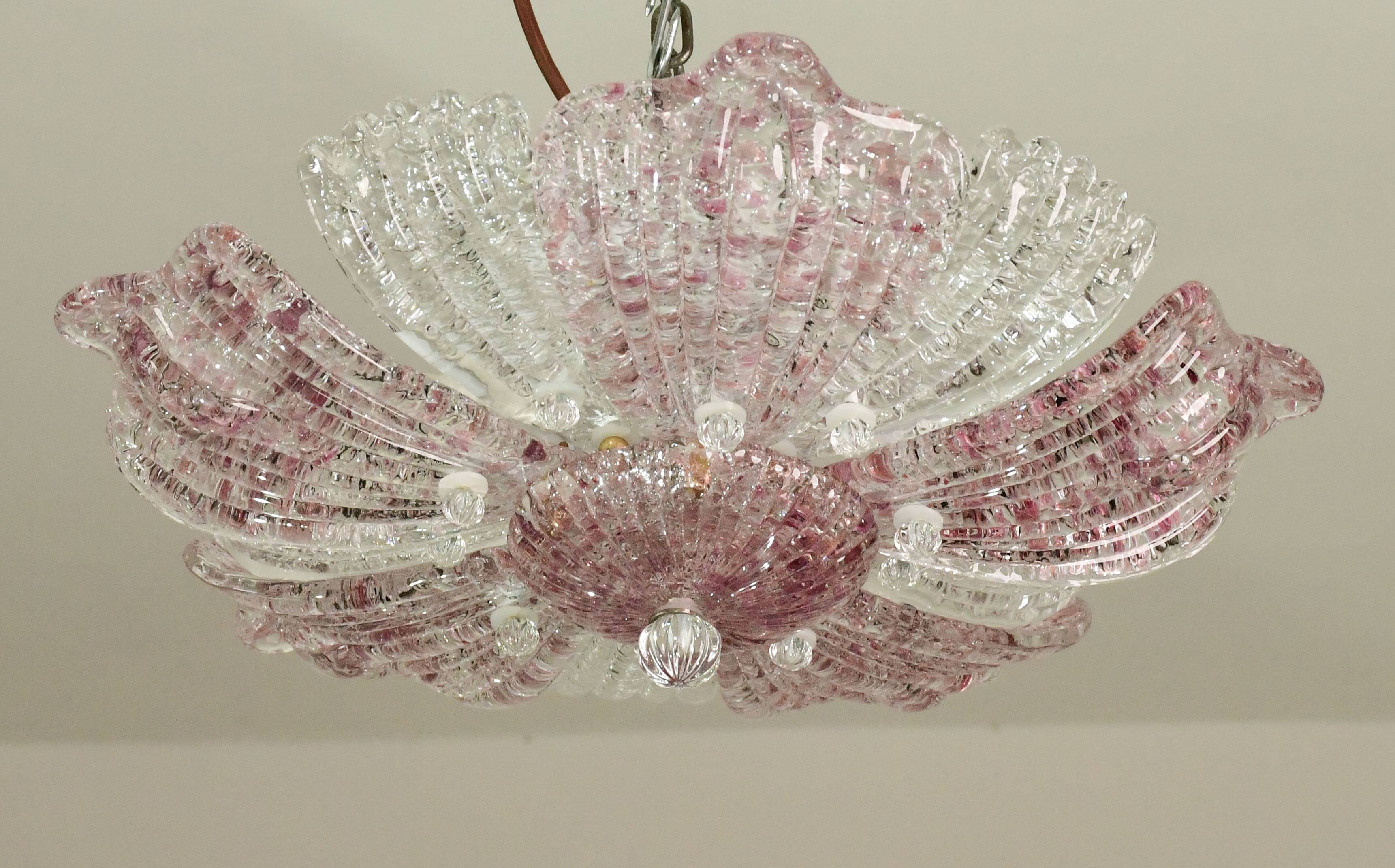 Vintage Murano glass ceiling lamp pink