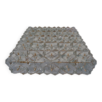 Large gold-plated and crystal glass flush mount from Kinkeldey, Germany, 1970s.