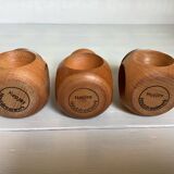 6 candle holders and a wooden vase Nopjes woodturning handmade