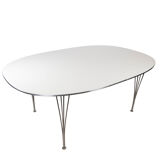Super Ellipse dining table with white laminate by Piet Hein and Arne Jacobsen