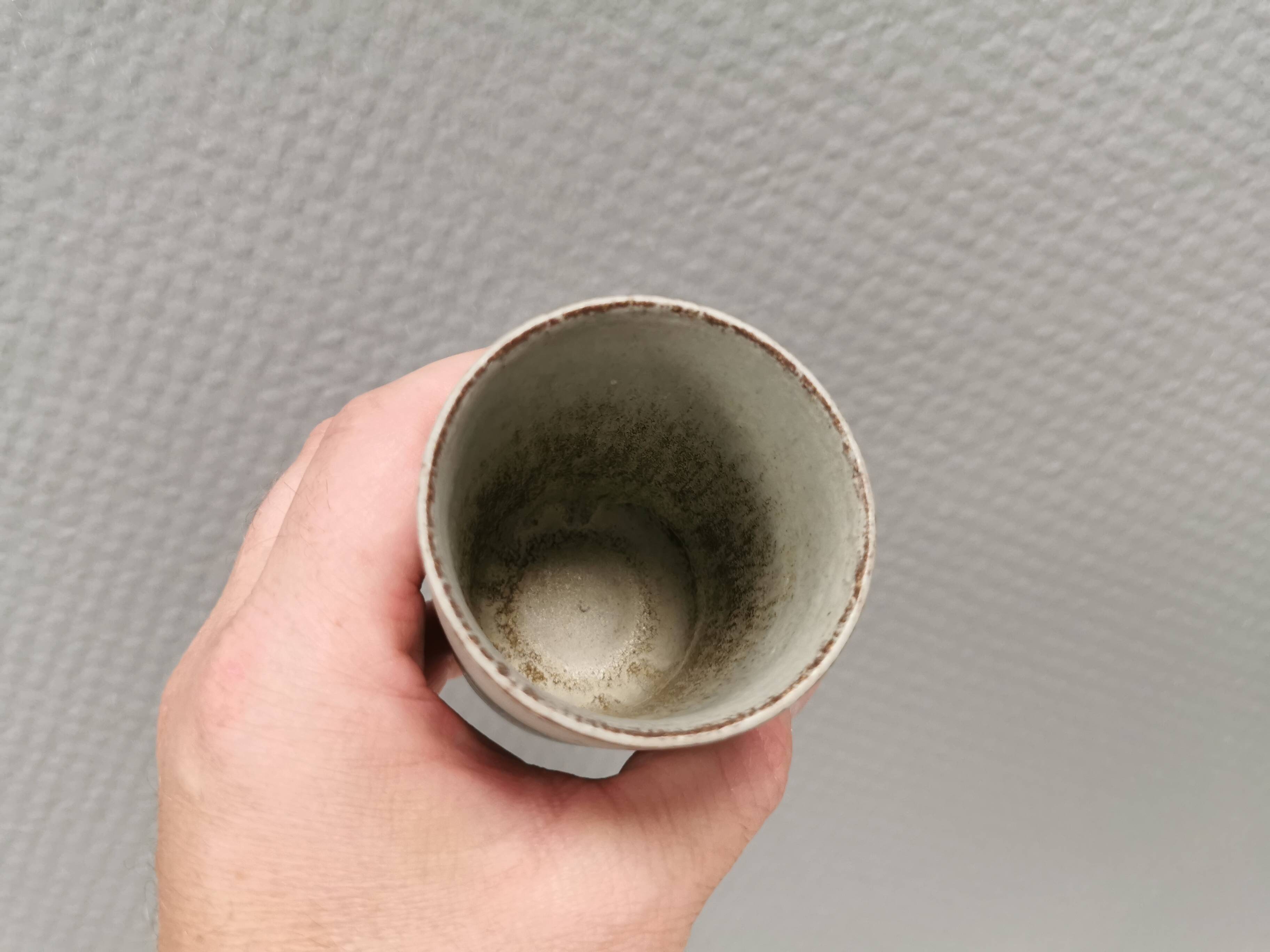 Danish Palshus small ceramic vase, Beige Gray Glaze, 1960s