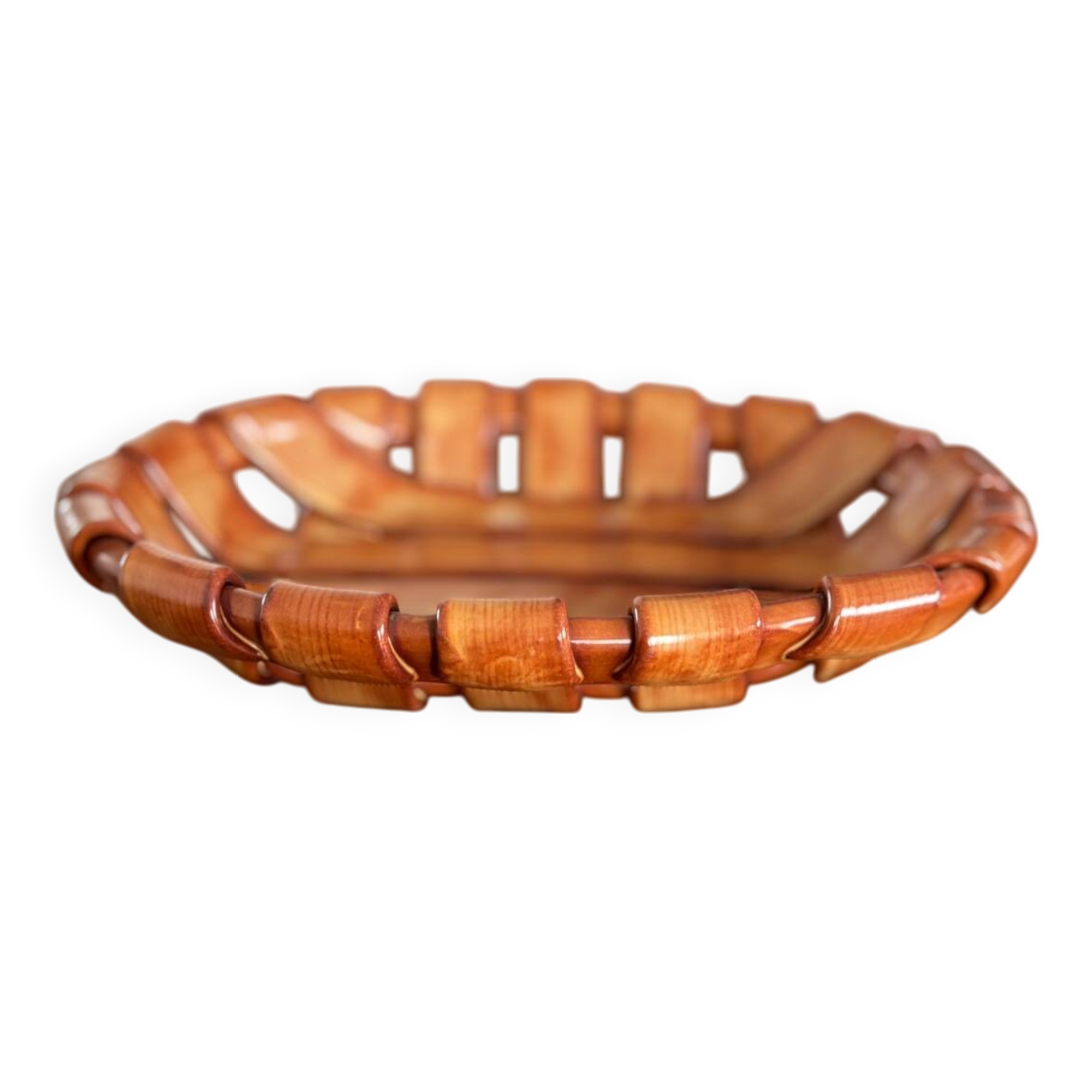 Italian woven ceramic fruit bowl, 1960