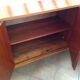 Varnished wooden sideboard with glass storage / vintage 60s-70s