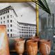 Four potter's mugs turned in vintage light stoneware