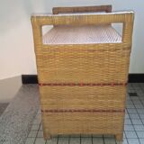 Coffre banc en rotin vintage