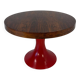 Italian Art Deco Round Table in Ziricote Wood with Red Lacquered Base, 1950