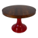 Italian Art Deco Round Table in Ziricote Wood with Red Lacquered Base, 1950