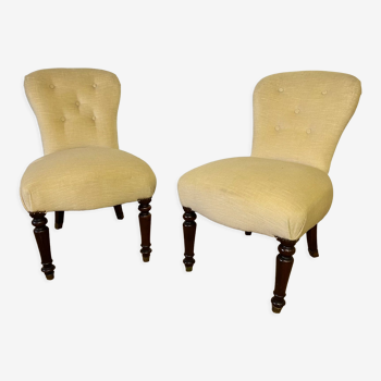 Pair of toad armchairs without armrests