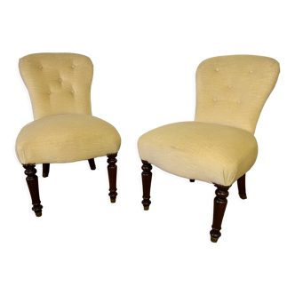 Pair of toad armchairs without armrests