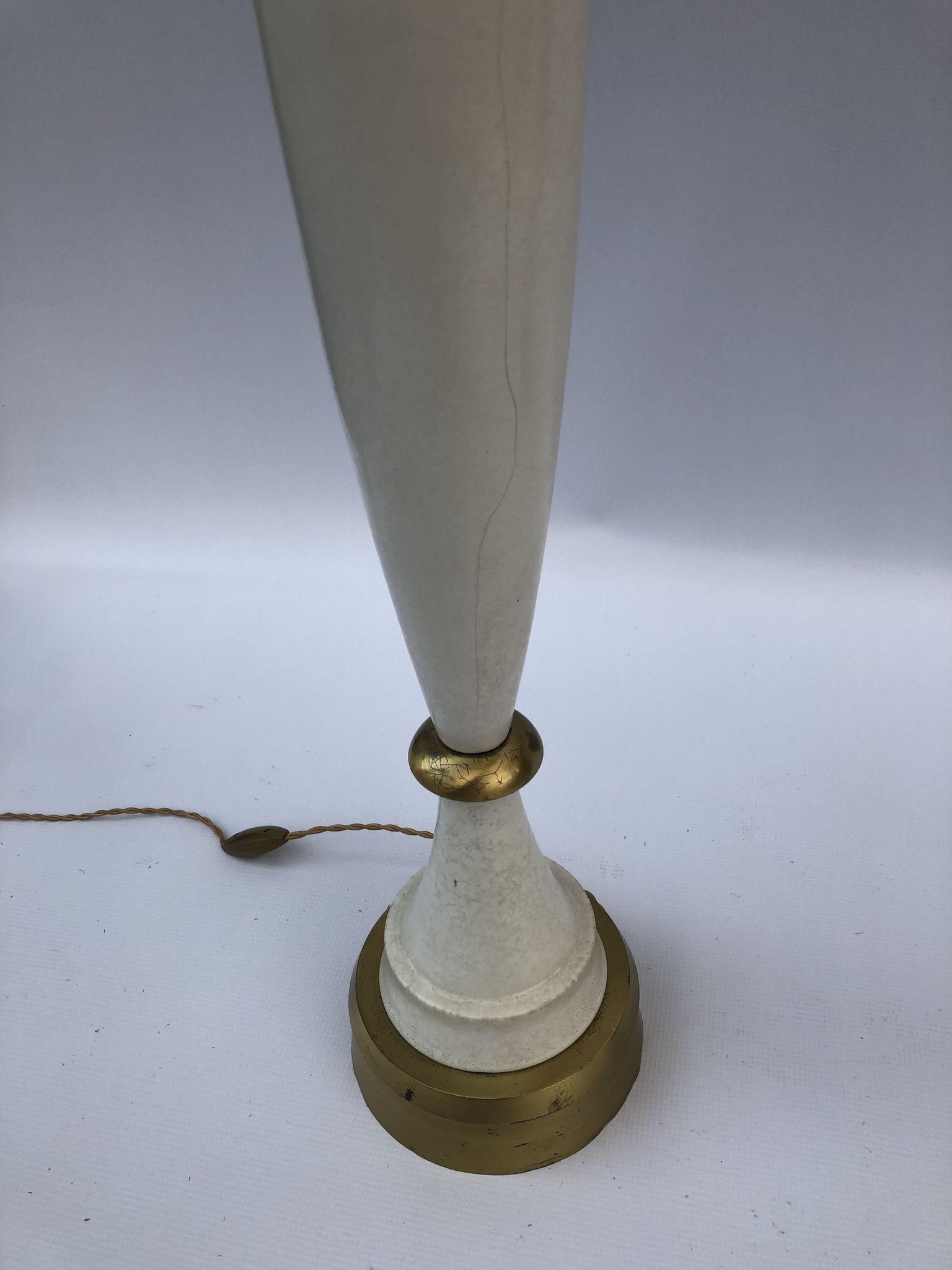 1960s laurel greek key ceramic brass table lamps hollywood regency neoclassical