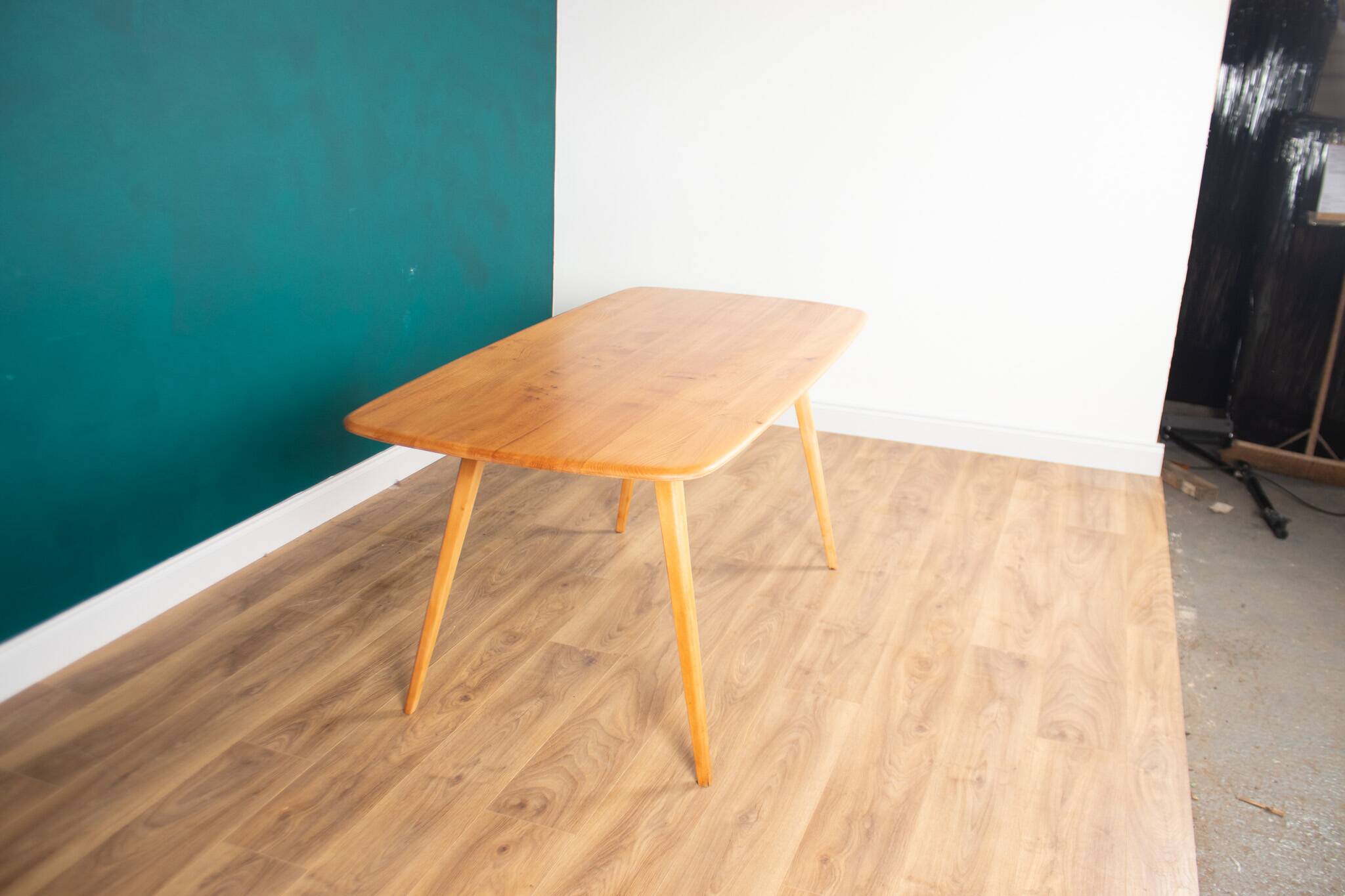 Retro Ercol Planktop Dining Table & Six Windsor Chairs