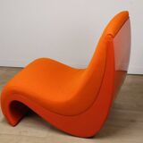 Vintage organic armchair in orange fabric and fiber, 1970