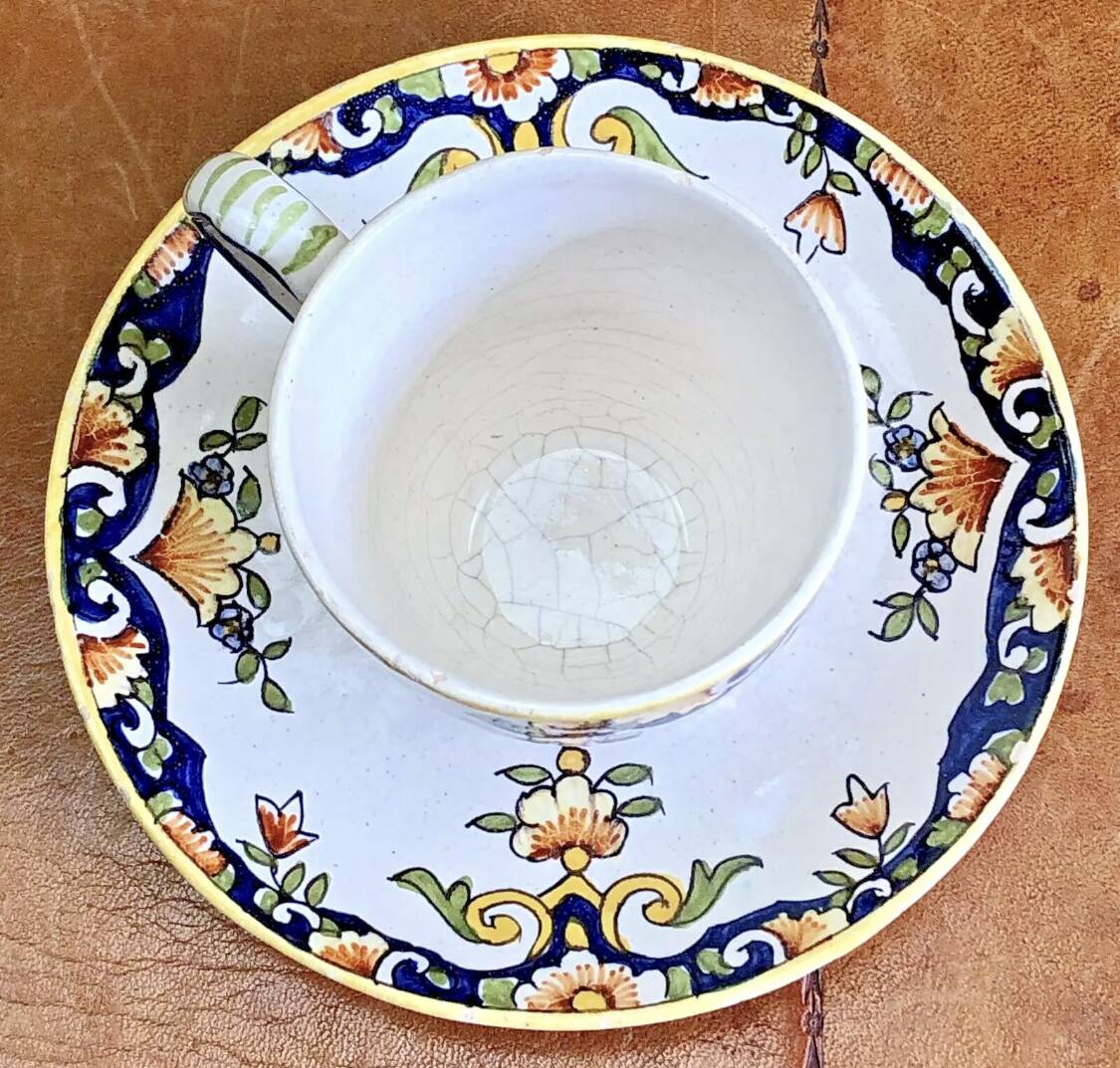 6 old Devres Fourmaintraux Rouen coffee cups Dinan model 19th century