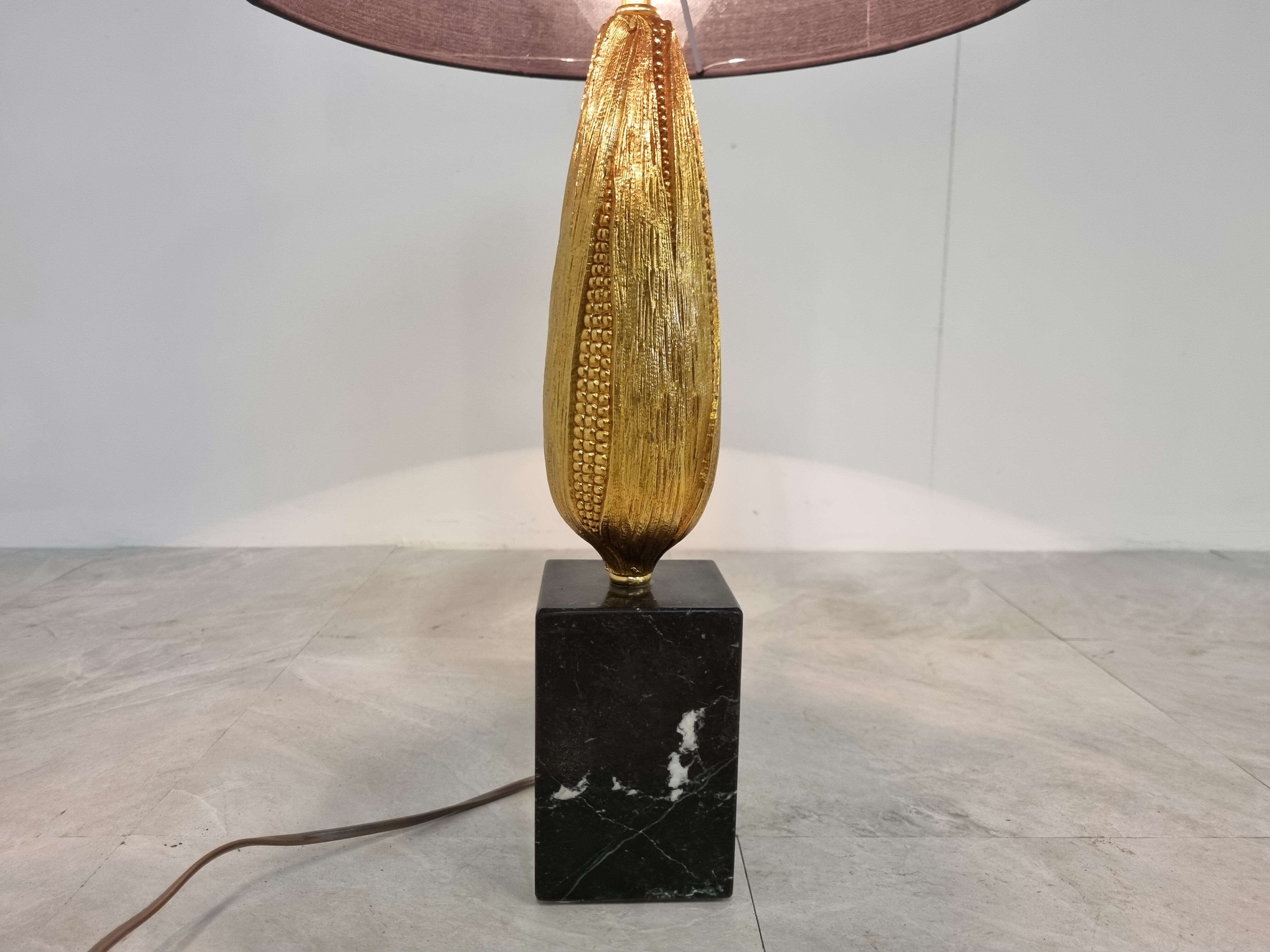 Lampe de table vintage français maïs années 1970