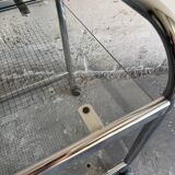 Vintage silver chrome-plated steel and glass two-tier serving trolley with wheels