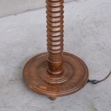 Art deco french turned oak floor lamp