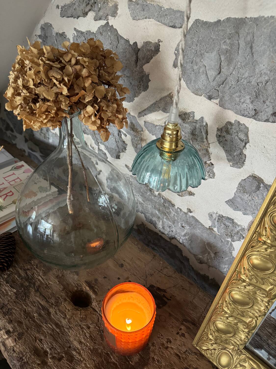 Small vintage blue portable lamp