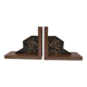 Pair of Breton couple bookends in bronze and wood.