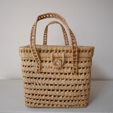 Basket made of woven palm leaves