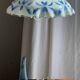 Vintage suspension in white and blue glass with wavy edge D46 H53