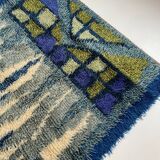 Abstract Scandinavian Multicolor High Pile Rya Rug Carpet, Sweden, 1960s