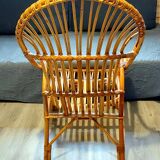 Fauteuil osier vintage 1970