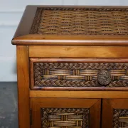 Tables de Chevet Vintage en Rotin avec Tiroir, Set de 2