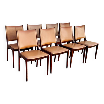 8 chaises scandinaves années 1960 de johannes andersen en palissandre massi