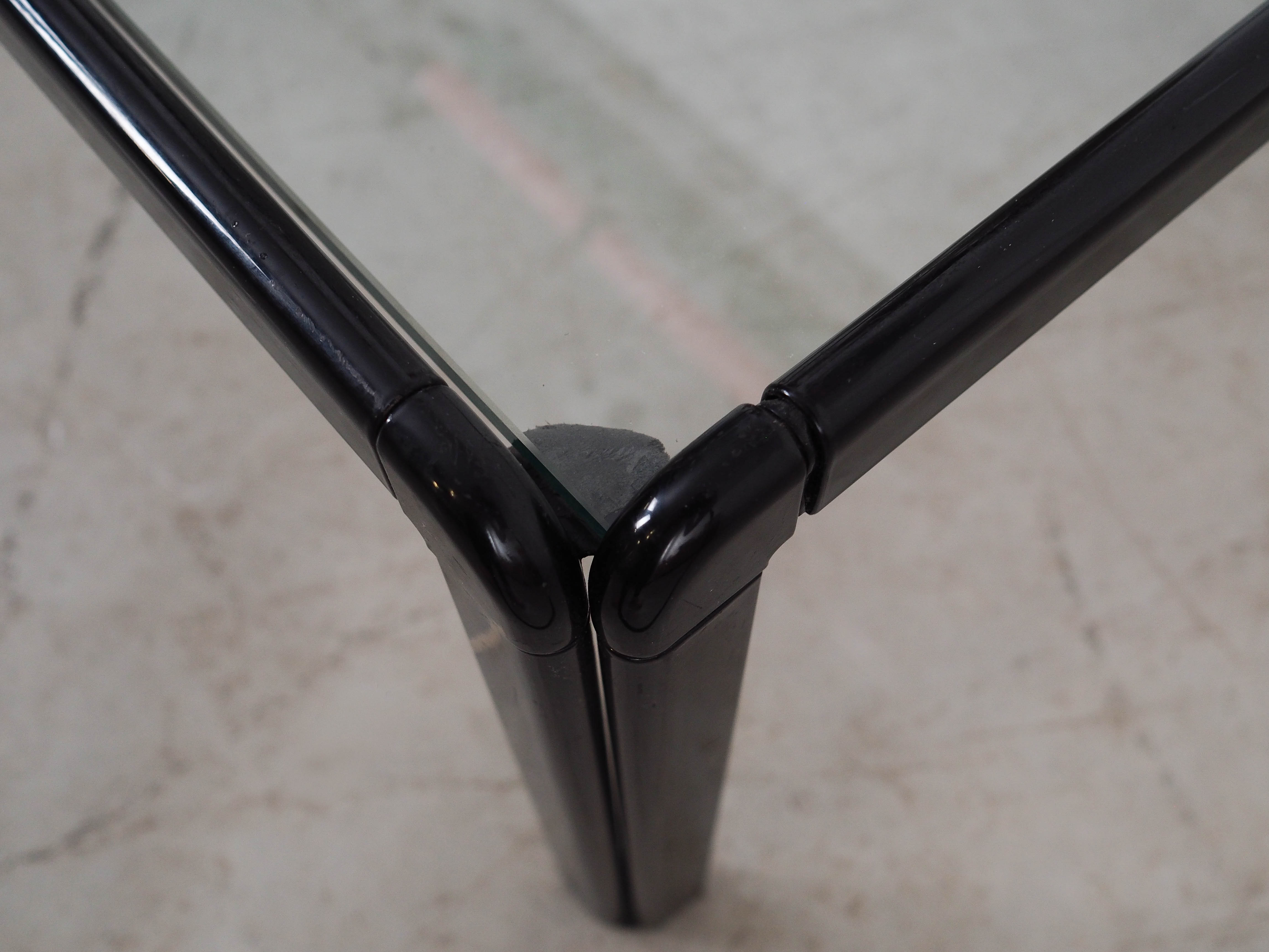 Square glass coffee table, Italian design, 1970s, made in Italy