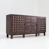 Brutalist Spanish carved sideboard credenza