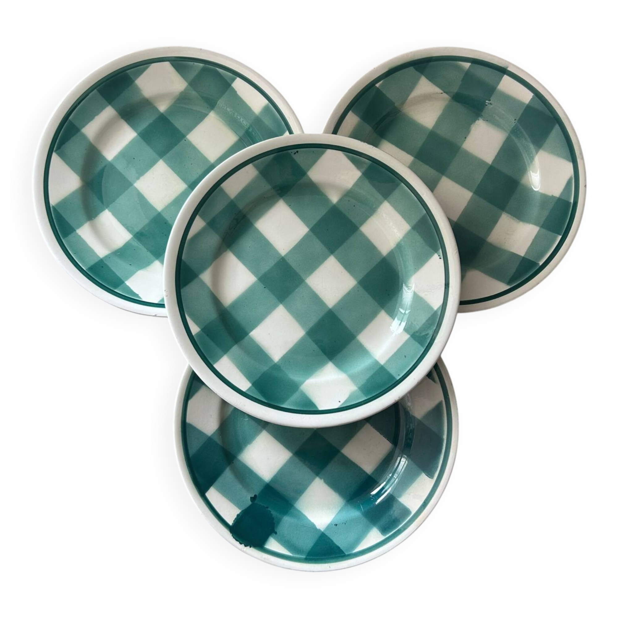 Service de 4 assiettes à carreaux