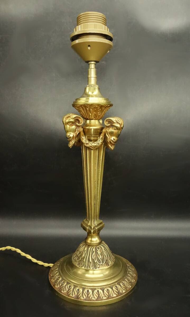 Large Louis XVI style ram's head lamp base - gilded bronze