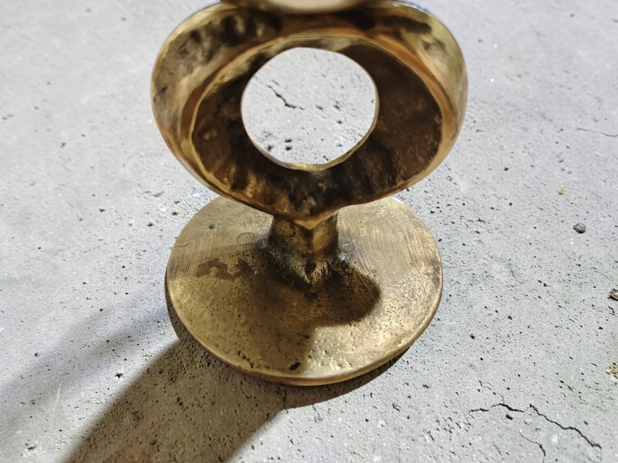 Vintage Brutalist Candle Holder in Solid Brass – Mid-Century Modern Design