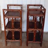 Pair of rattan bedside tables.