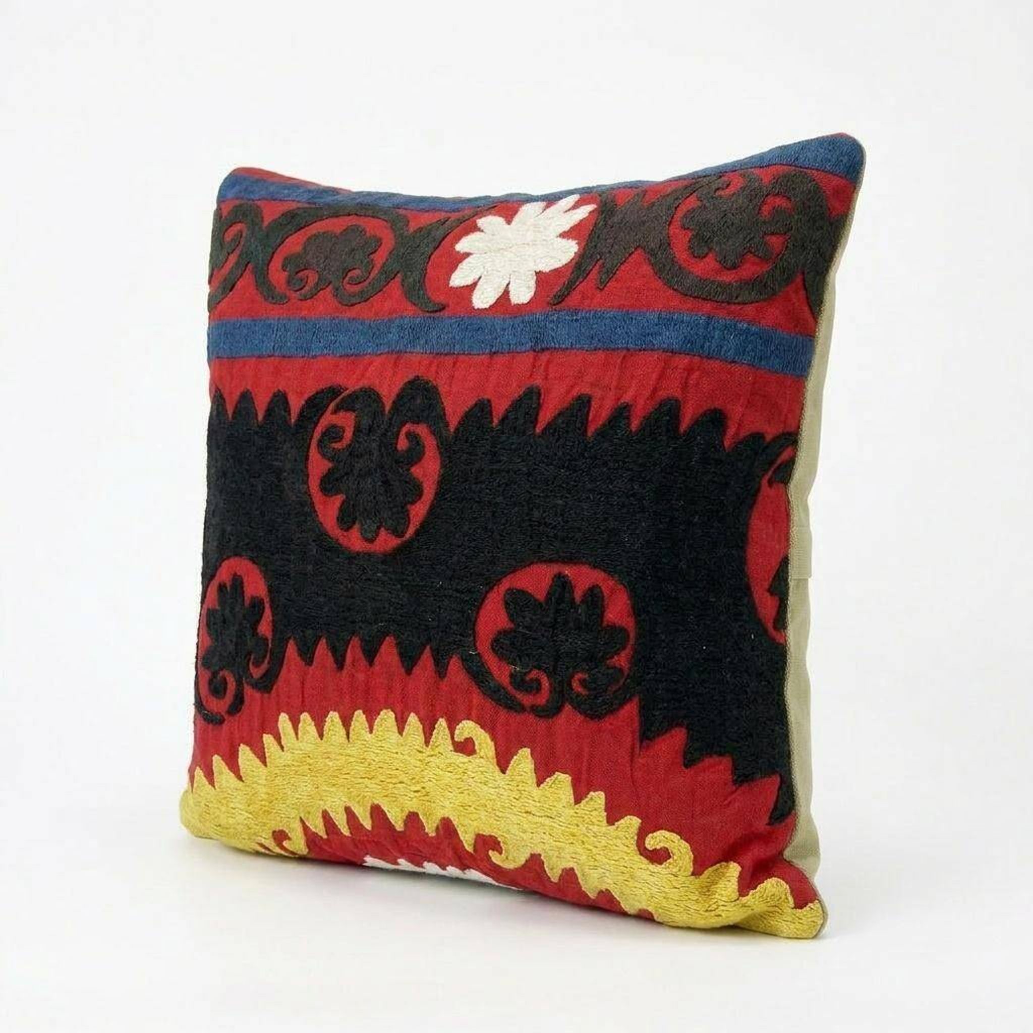 Housse de coussin brodée vintage 33x33 cm