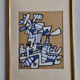 Silkscreen print after Jean Dubuffet, framed, 1970s, 23 x 32 cm