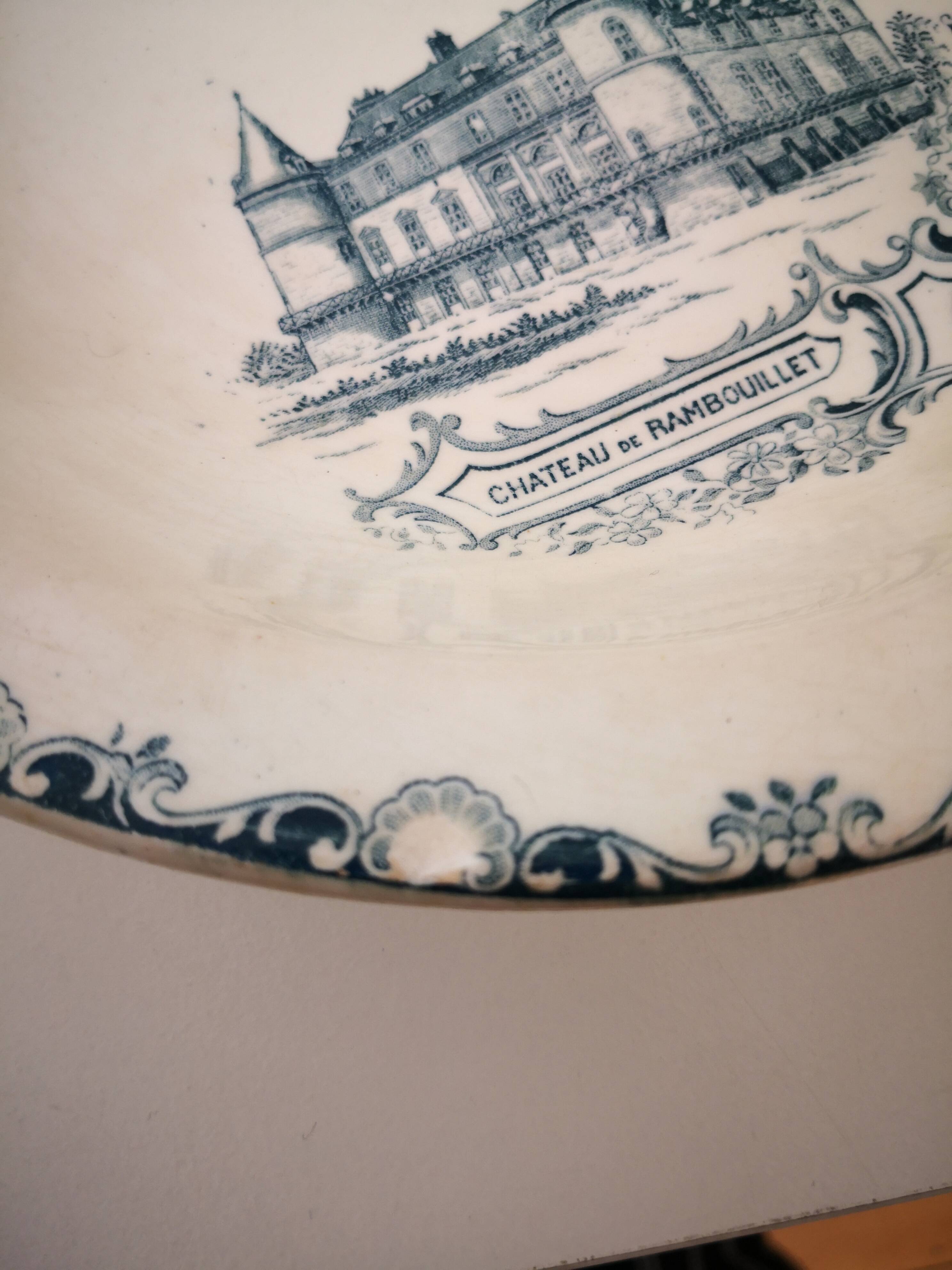 round and hollow ceramic dish, Clairefontaine ironstone, Château series