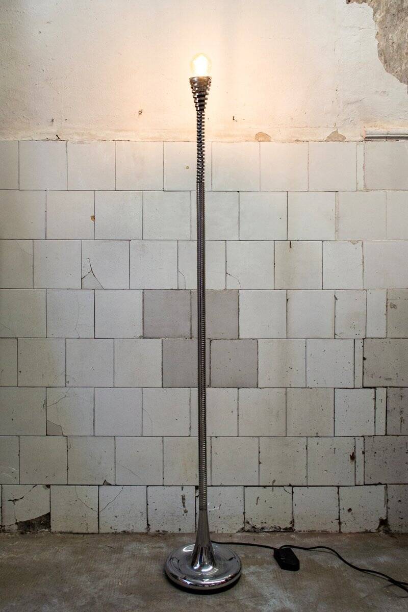 Molla floor lamp in steel by Eleonore Peduzzi Riva for Candle, Italy, 1970s.