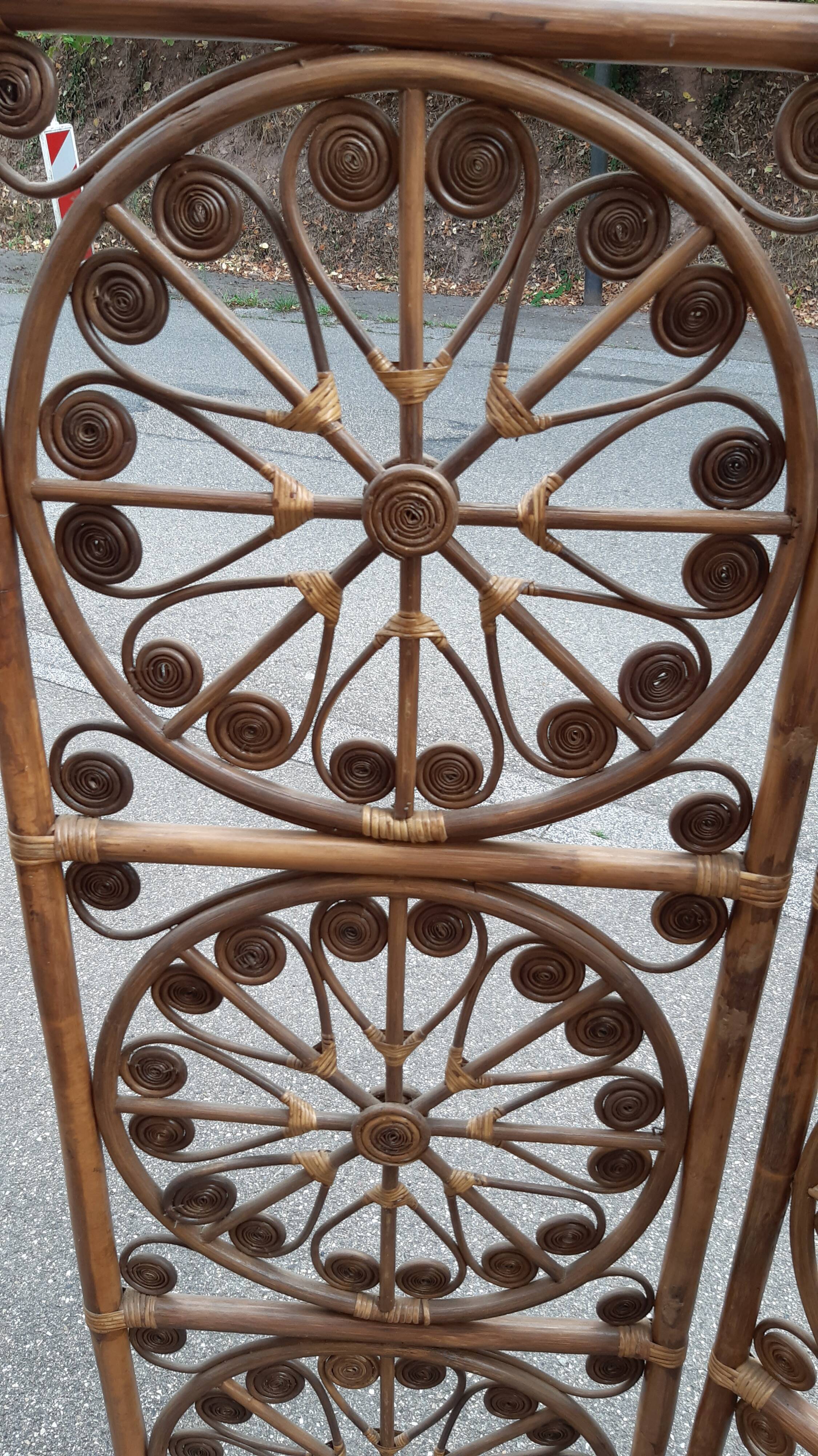 Rattan and bamboo peacock screen 1970