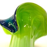 Vintage blown glass vase, twisted, blue and green, height: 39cm