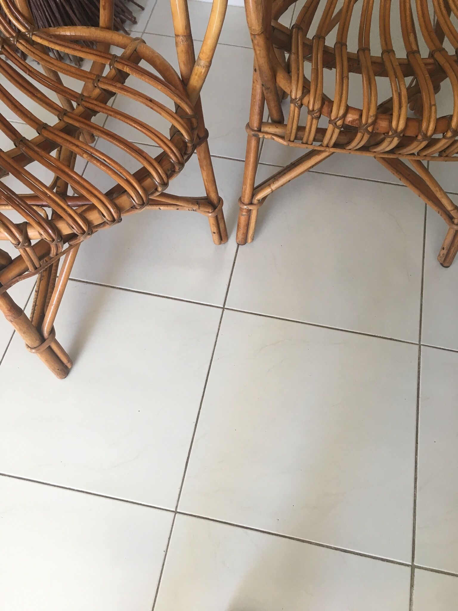 Pair of vintage rattan armchairs