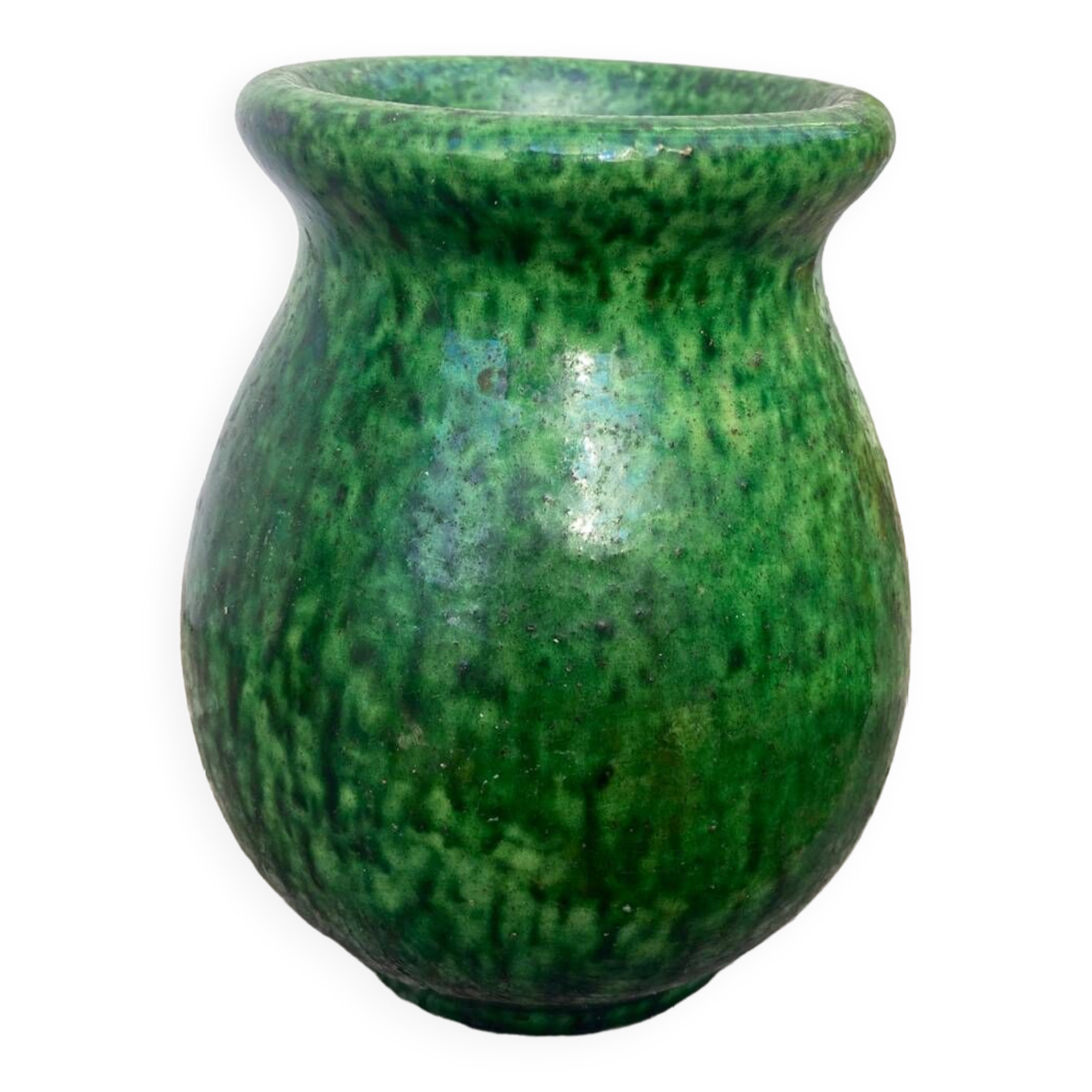 Vallauris 1950 Jordan Foucard vase in green ceramic