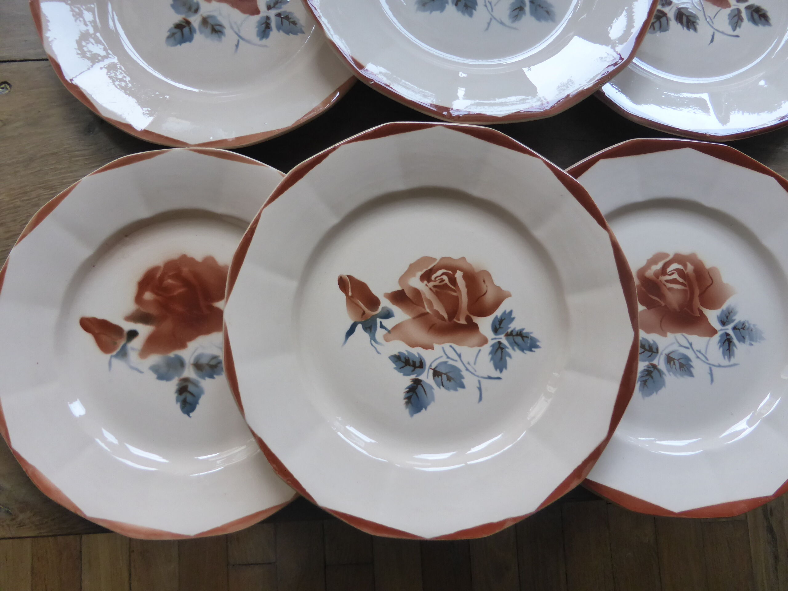 6 flat plates of Digoin Sarreguemines