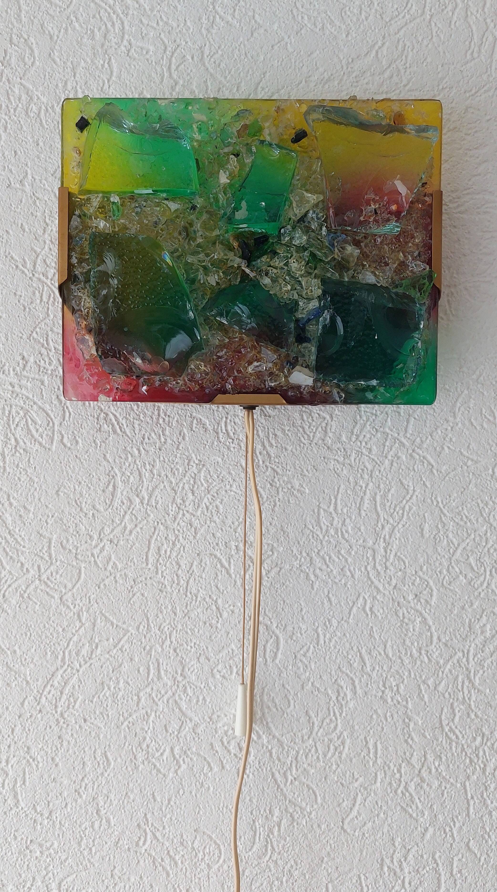 Brutalist Sculptural Broken Glass Wall Lamp by Cosack Leuchten.