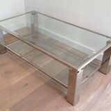 Table basse moderniste chromée. Travail français. Vers 1970