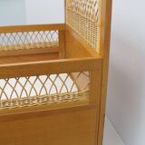 1960s oak and wicker baby bed