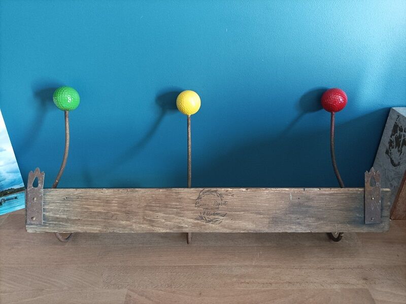 Wood and metal coat rack