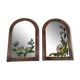 Set of 2 vintage mirrors in light brown wood Art Nouveau style